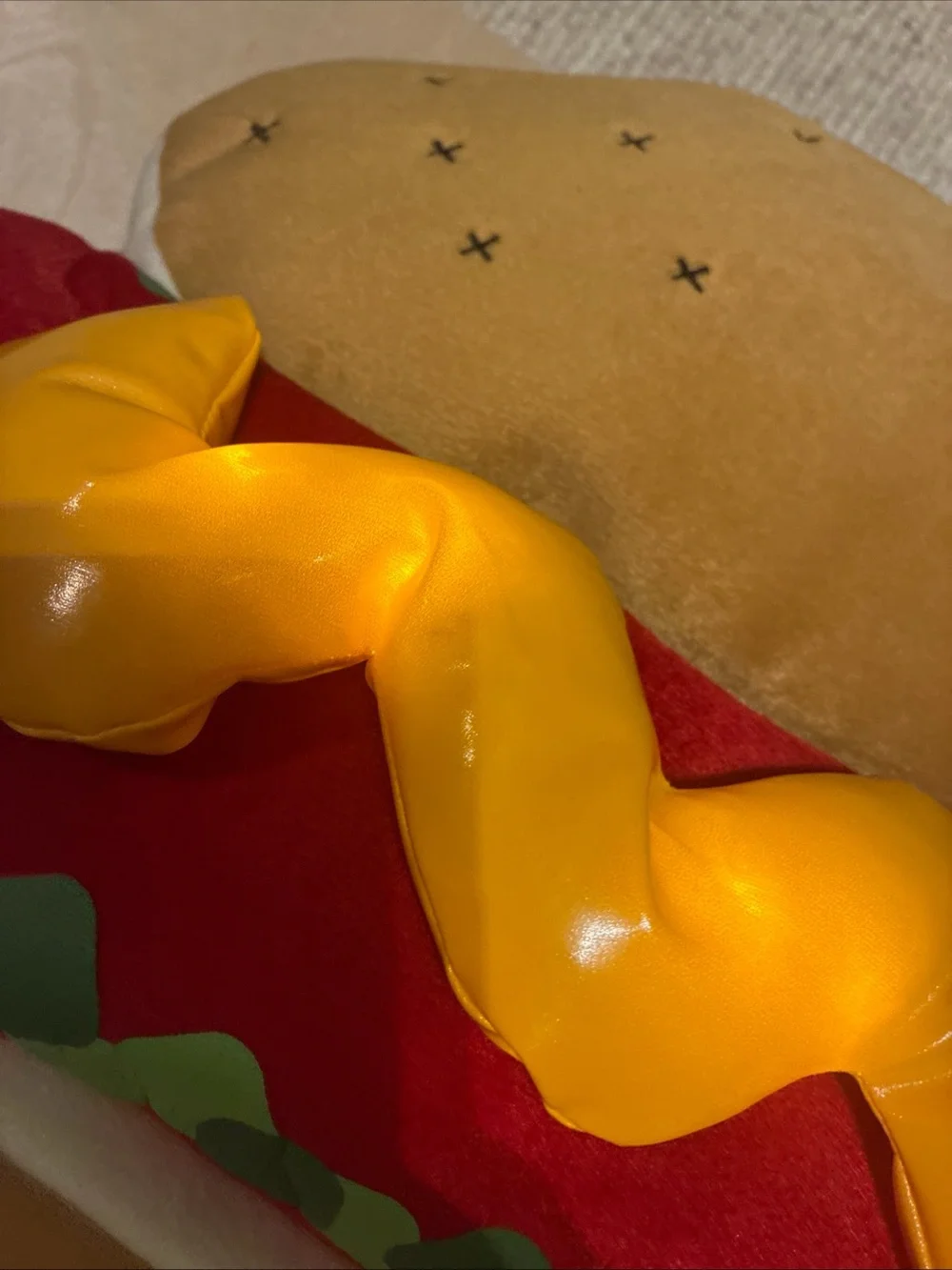 Plush Hot Dog Costume  Red Ketchup Detail Lights Up Size Medium